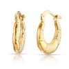 Thumbnail Image 1 of Sterling Silver 18ct Yellow Gold Plated Patterned Hoop Earrings