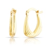 Thumbnail Image 1 of Sterling Silver 18ct Yellow Gold Plated Ridge Pattern Hoop Earrings
