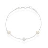 Thumbnail Image 1 of Sterling Silver Cultured Freshwater Pearl & Princess Cut Cubic Zirconia Bracelet