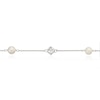 Thumbnail Image 2 of Sterling Silver Cultured Freshwater Pearl & Princess Cut Cubic Zirconia Bracelet