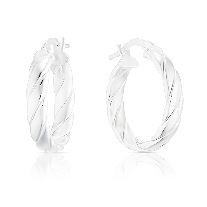 Main Image 1 of Sterling Silver 15mm Twisted Hoop Earrings
