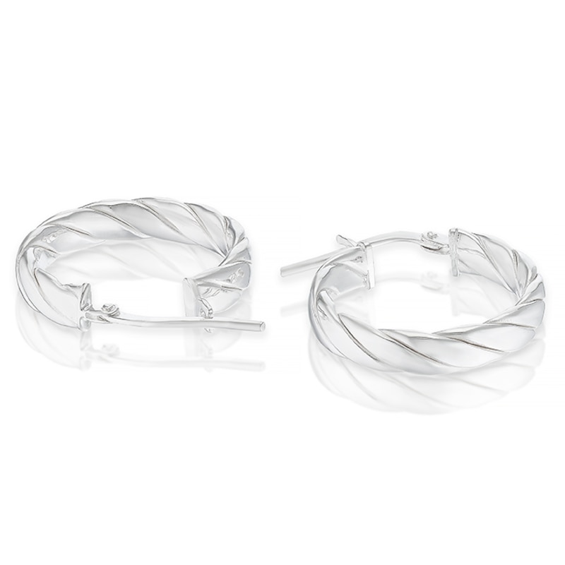 Main Image 2 of Sterling Silver 15mm Twisted Hoop Earrings