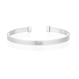 Sterling Silver Herringbone Open Bangle