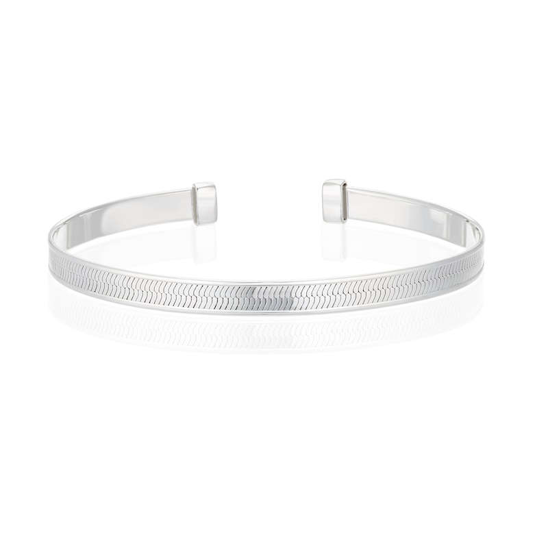 Main Image 1 of Sterling Silver Herringbone Open Bangle