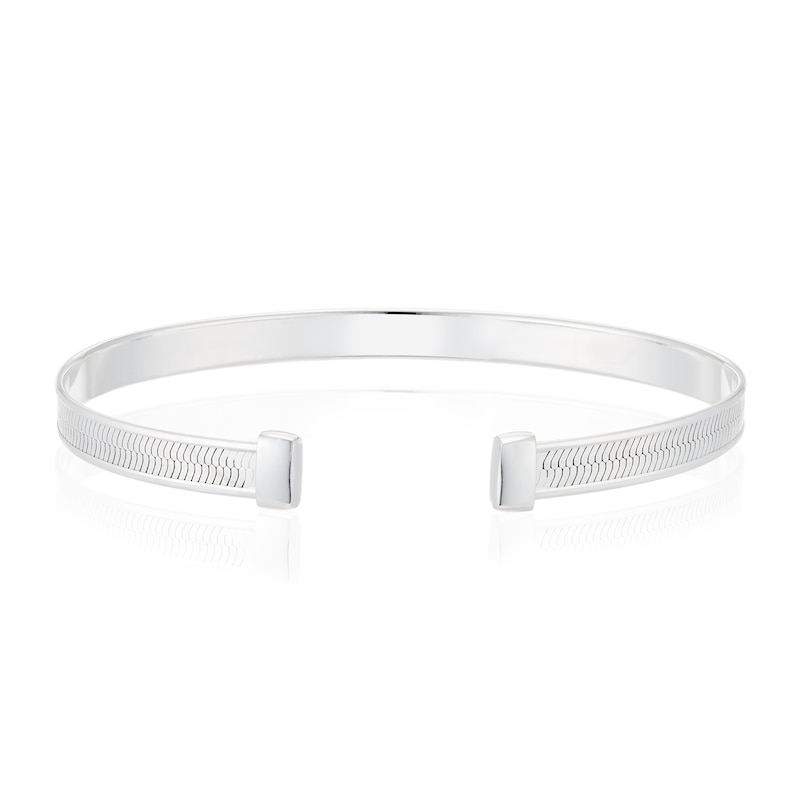 Main Image 3 of Sterling Silver Herringbone Open Bangle