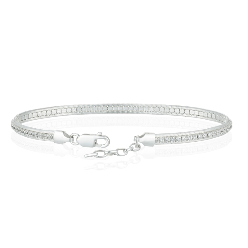 Main Image 3 of Sterling Silver Cubic Zirconia Snake Chain Bracelet