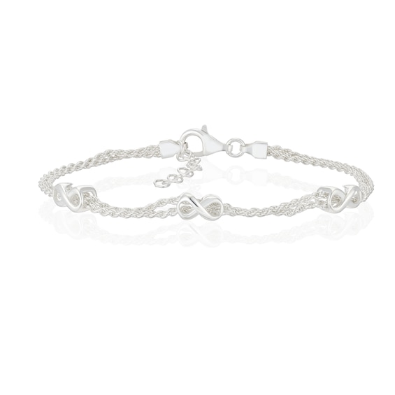 Sterling Silver Double Strand Infinity Bracelet