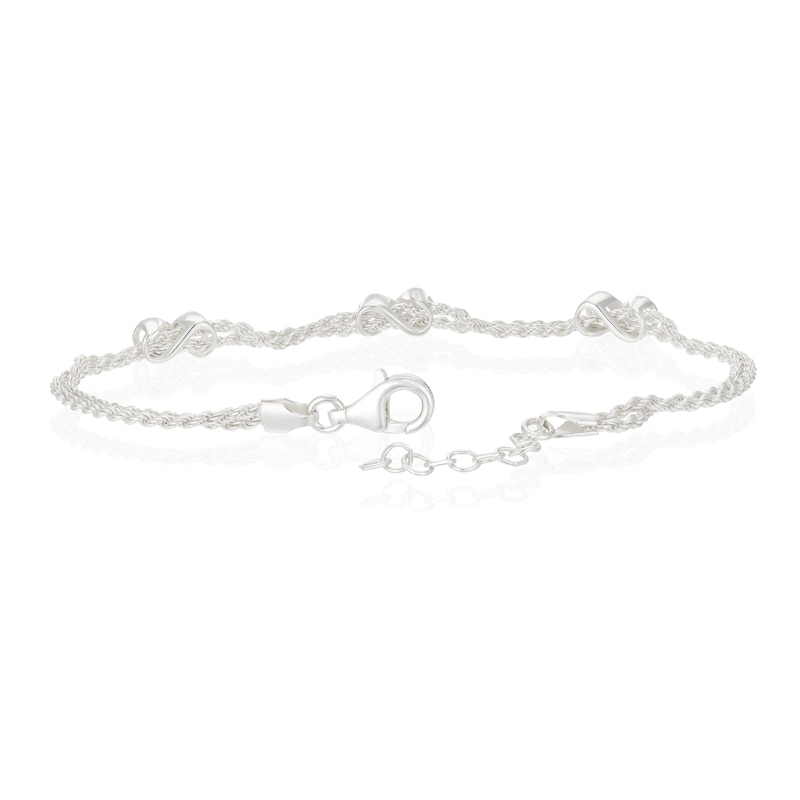 Main Image 3 of Sterling Silver Double Strand Infinity Bracelet