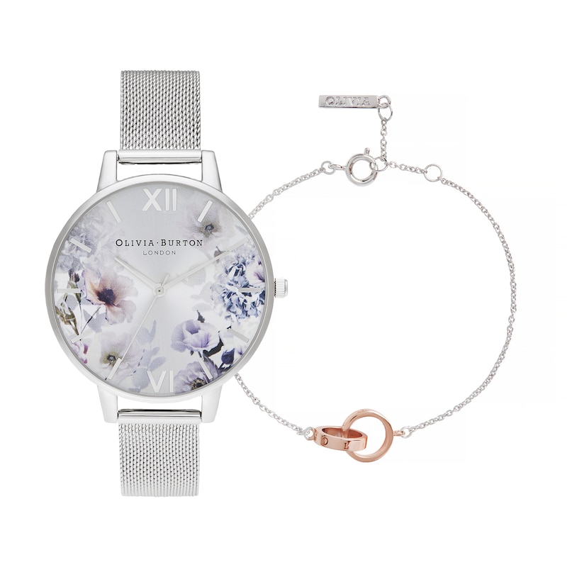 Main Image 1 of Olivia Burton Sunlight Florals 38mm Stainless Steel Watch & Bracelet Gift Set
