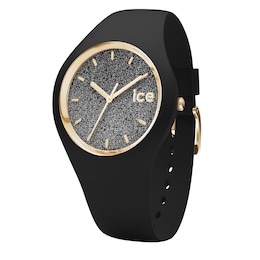 Ice Glitter Black Sequin & Silicone Strap Watch