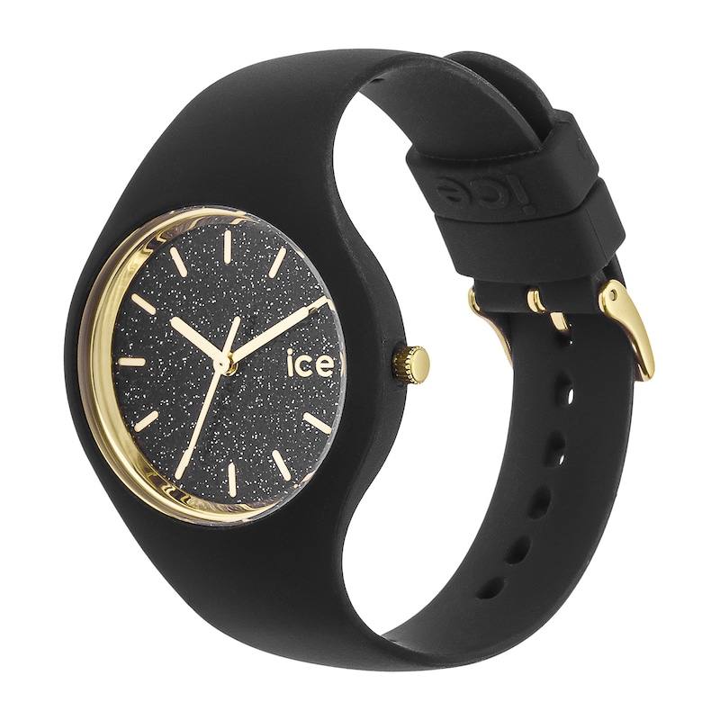 Main Image 2 of Ice Glitter Black Sequin & Silicone Strap Watch