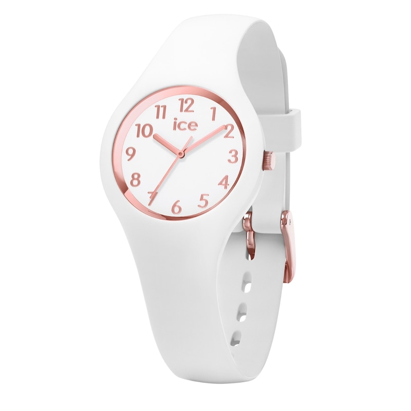 Main Image 1 of Ice Glam Rose Gold Tone & White Silicone Strap Watch