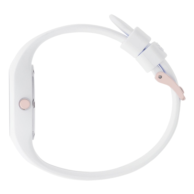 Main Image 3 of Ice Glam Rose Gold Tone & White Silicone Strap Watch
