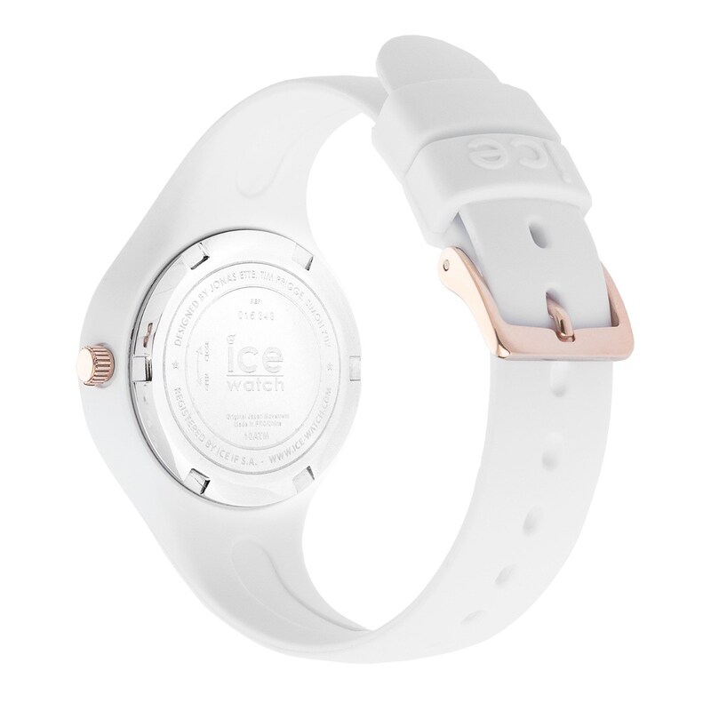 Main Image 4 of Ice Glam Rose Gold Tone & White Silicone Strap Watch
