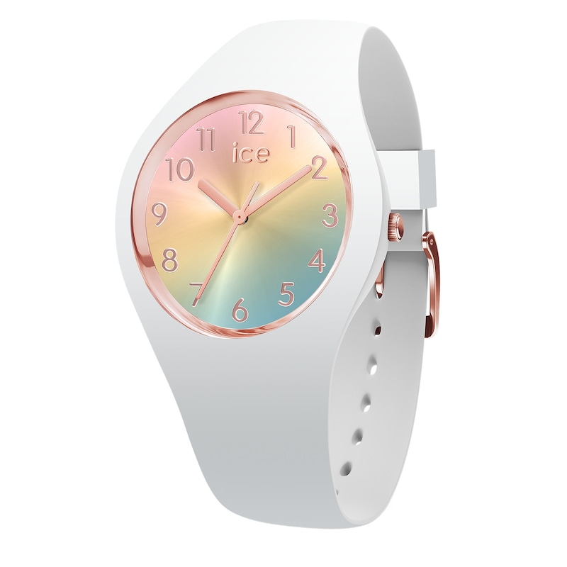 Main Image 1 of Ice Sunset Rainbow Dial & White Silicone Strap Watch