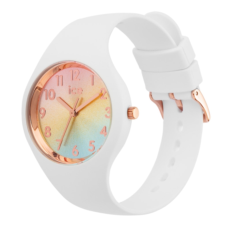 Main Image 2 of Ice Sunset Rainbow Dial & White Silicone Strap Watch