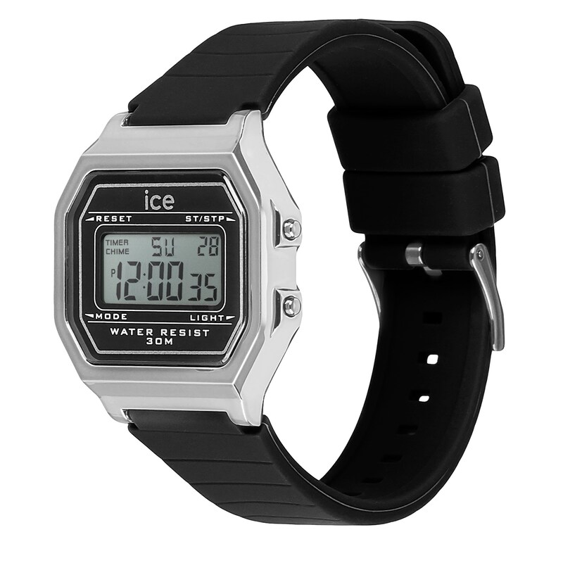 Main Image 2 of Ice Digit Retro Black Silicone Strap Watch