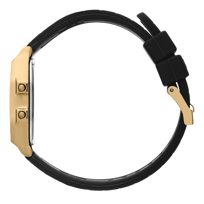 Main Image 3 of Ice Digit Retro Gold Tone & Black  Silicone Strap Watch