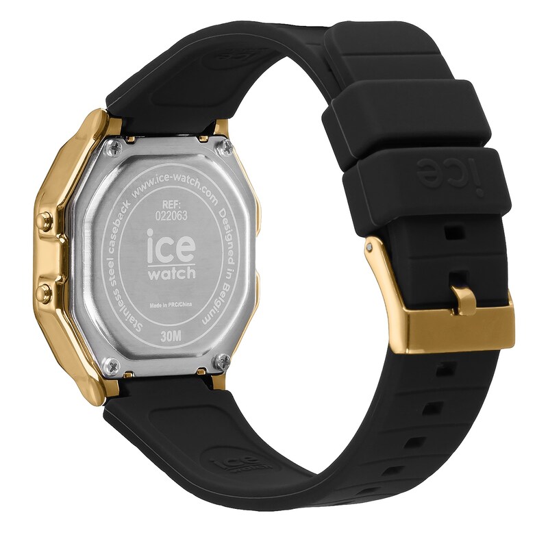 Main Image 4 of Ice Digit Retro Gold Tone & Black  Silicone Strap Watch