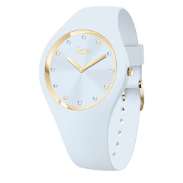 Ice Cosmos Crystal & Clear Sky Blue Silicone Strap Watch