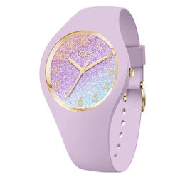 Ice Glitter Lilac Cosmic Glitter Dial & Lilac Silicone Strap Watch