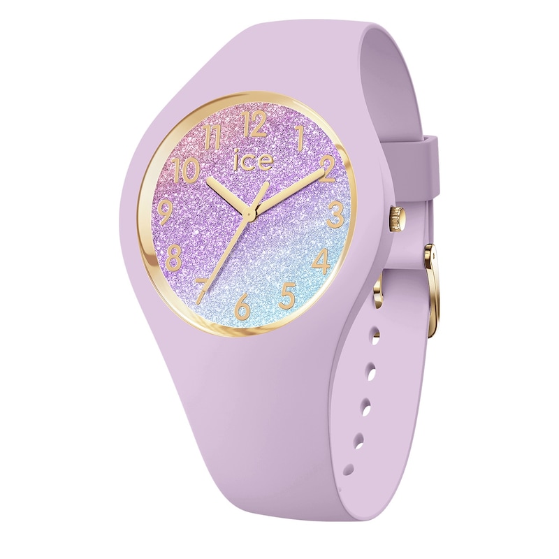 Main Image 1 of Ice Glitter Lilac Cosmic Glitter Dial & Lilac Silicone Strap Watch