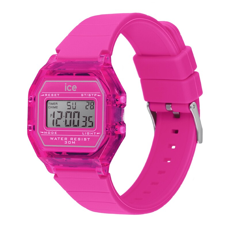 Main Image 2 of Ice Digit Retro Neon Pink Silicone Strap Watch