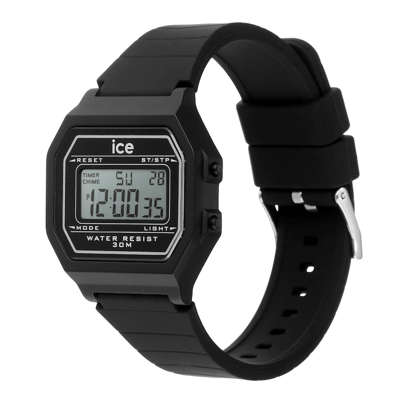 Main Image 2 of Ice Digit Retro All-Black Silicone Strap Watch