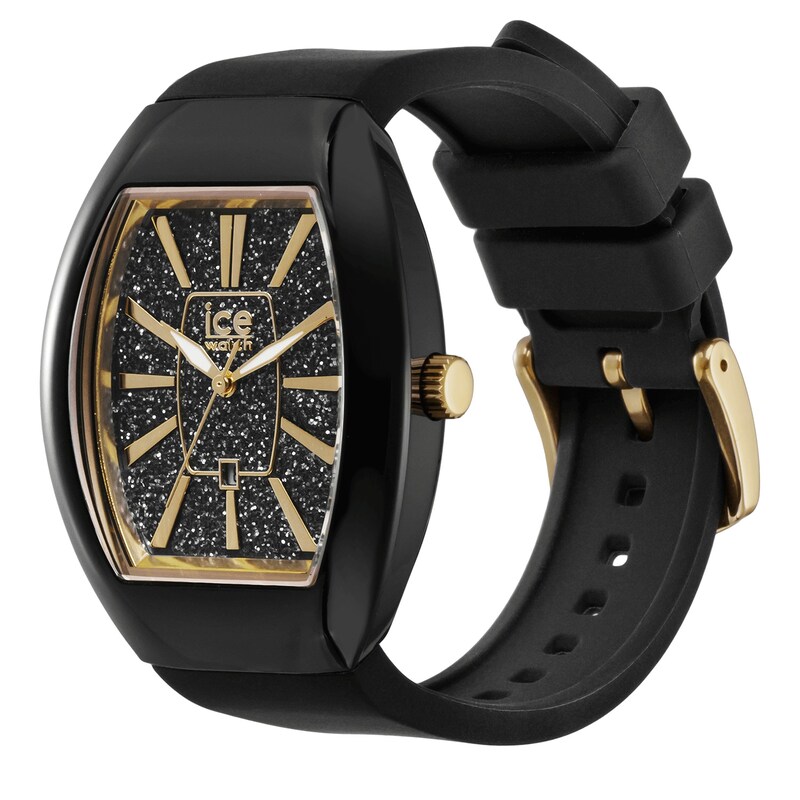 Main Image 2 of Ice Boliday Dome Black Glitter Dial & Black Silicone Strap Watch
