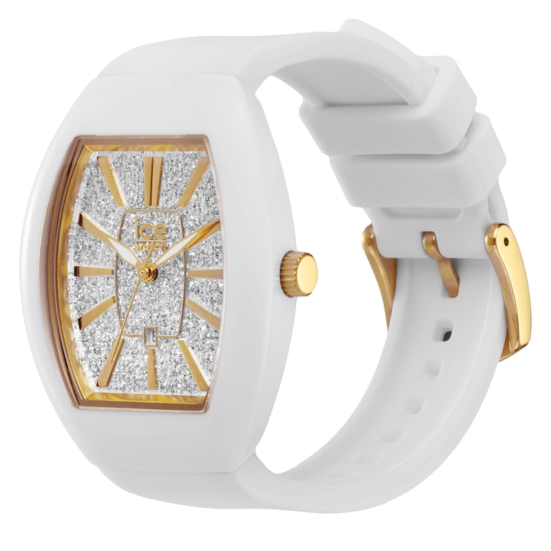 Main Image 2 of Ice Boliday Dome Glitter Dial & White Silicone Strap Watch