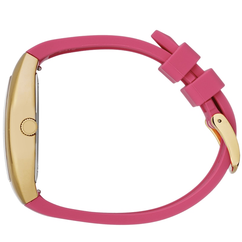 Main Image 3 of Ice Boliday Dome Gold Tone IP & Pink Dial Silicone Strap Watch