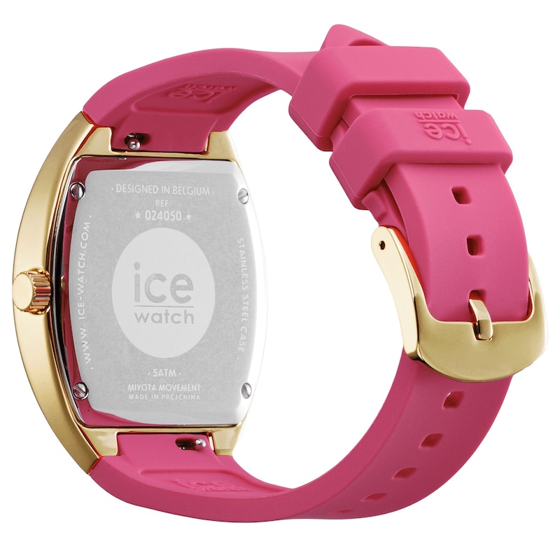 Main Image 4 of Ice Boliday Dome Gold Tone IP & Pink Dial Silicone Strap Watch