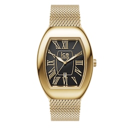 Ice Boliday Dome Black Dial & Gold Tone IP Milanese Mesh Bracelet Watch