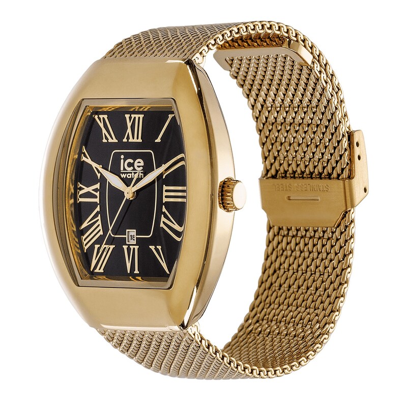 Main Image 2 of Ice Boliday Dome Black Dial & Gold Tone IP Milanese Mesh Bracelet Watch