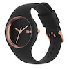 Thumbnail Image 2 of Ice Glam Rose Gold Tone & Black Silicone Strap Watch