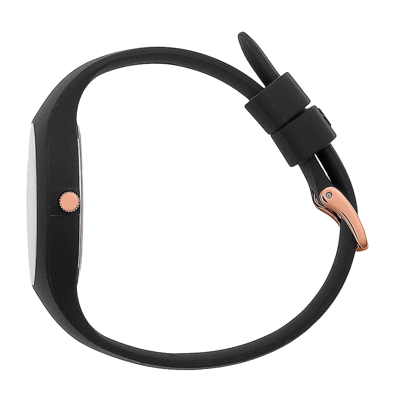Main Image 3 of Ice Glam Rose Gold Tone & Black Silicone Strap Watch