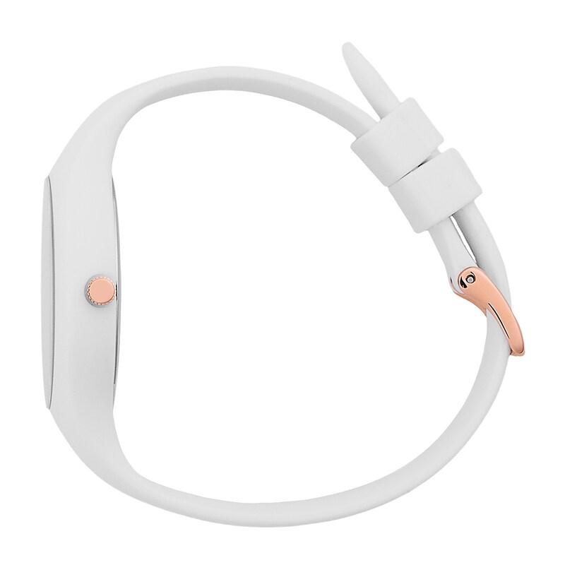 Main Image 3 of Ice Glam 37mm Rose Gold Tone & White Silicone Strap Watch