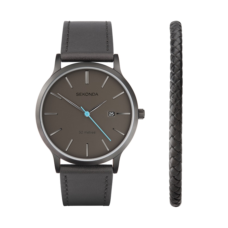 Sekonda Men's Grey Leather Watch Gift Set