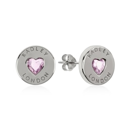 Radley Sterling Silver Pink Stone Heart Stone Earrings