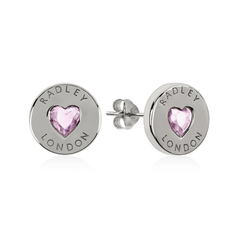 Main Image 1 of Radley Sterling Silver Pink Stone Heart Stone Earrings
