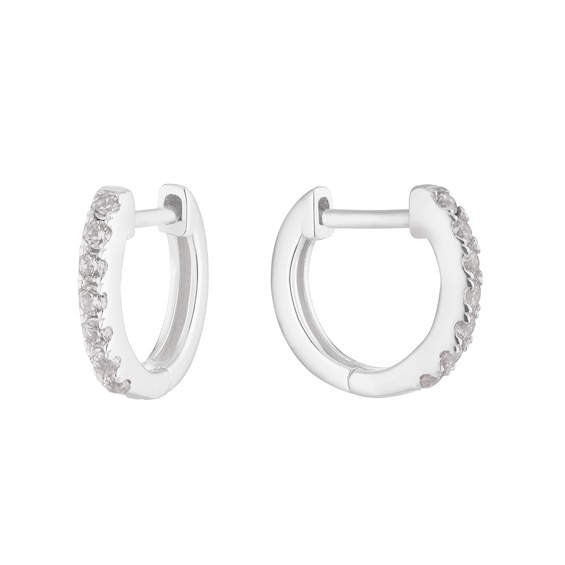 Sterling Silver Cubic Zirconia 9mm Huggie Earrings | H.Samuel