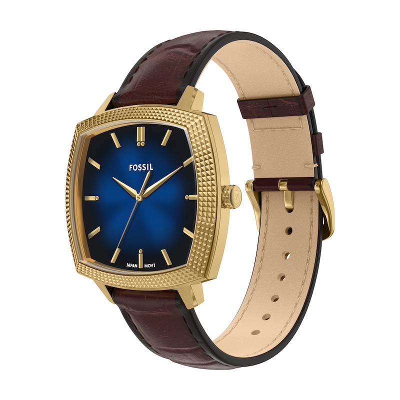 Main Image 3 of Nick Jonas x Fossil Machine Luxe Blue Vignette Dial & Brown Croco Leather Strap Watch