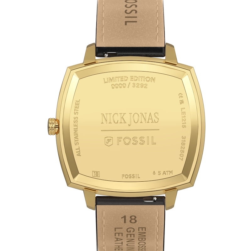 Main Image 4 of Nick Jonas x Fossil Machine Luxe Blue Vignette Dial & Brown Croco Leather Strap Watch