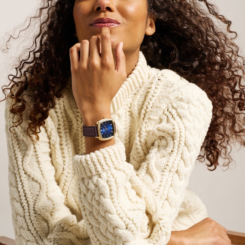 Main Image 7 of Nick Jonas x Fossil Machine Luxe Blue Vignette Dial & Brown Croco Leather Strap Watch