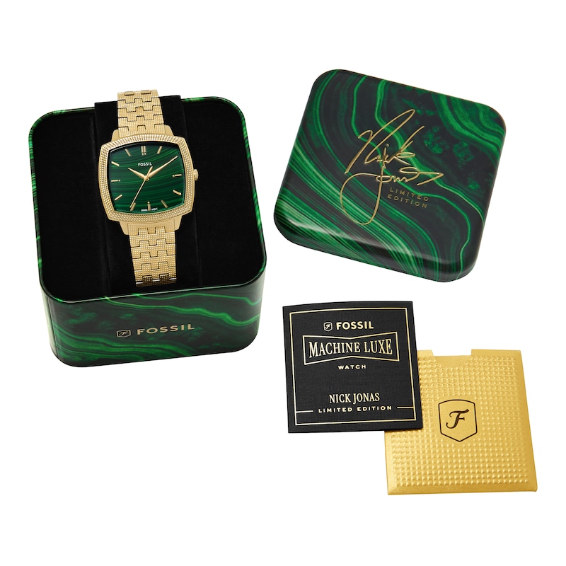 Main Image 9 of Nick Jonas x Fossil Machine Luxe Malachite Dial & Gold-Tone Stainless Steel Watch
