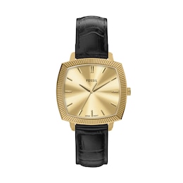 Nick Jonas x Fossil Machine Luxe Black Croco Leather Strap Watch