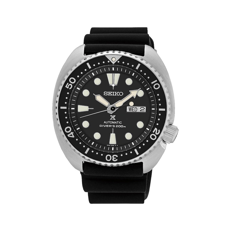 Seiko Prospex Turtle Mens Black Silicone Strap Watch