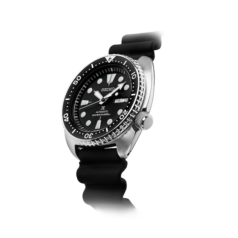 Seiko Prospex Turtle Mens Black Silicone Strap Watch