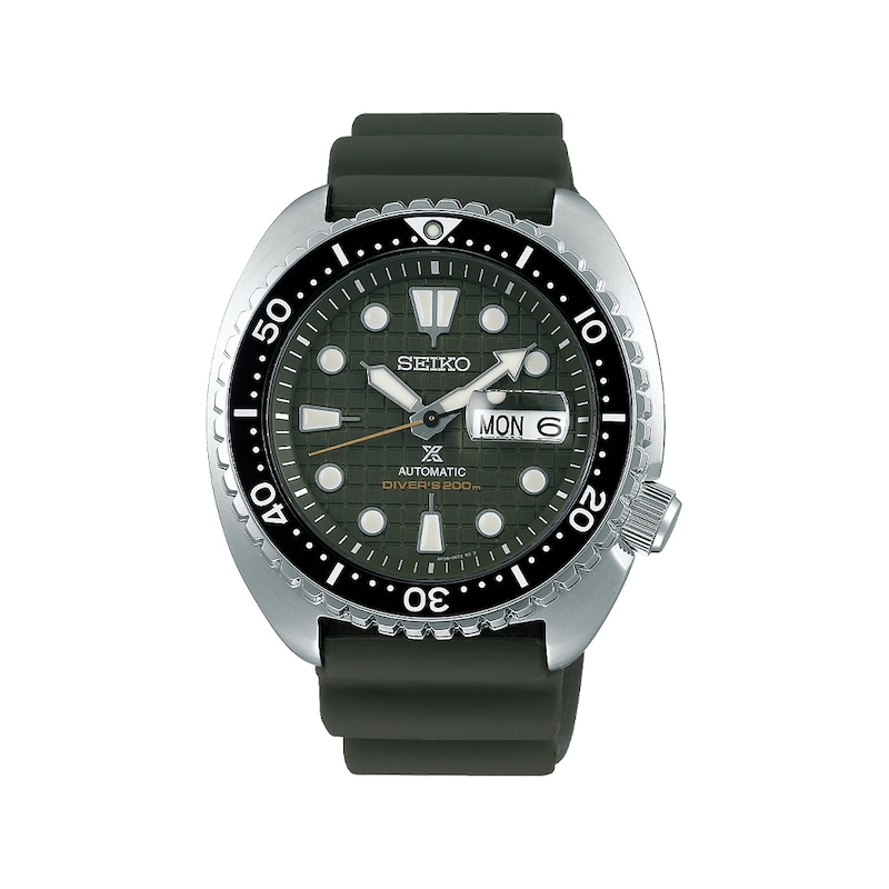 Seiko Prospex King Turtle Mens Green Silicone Strap Watch