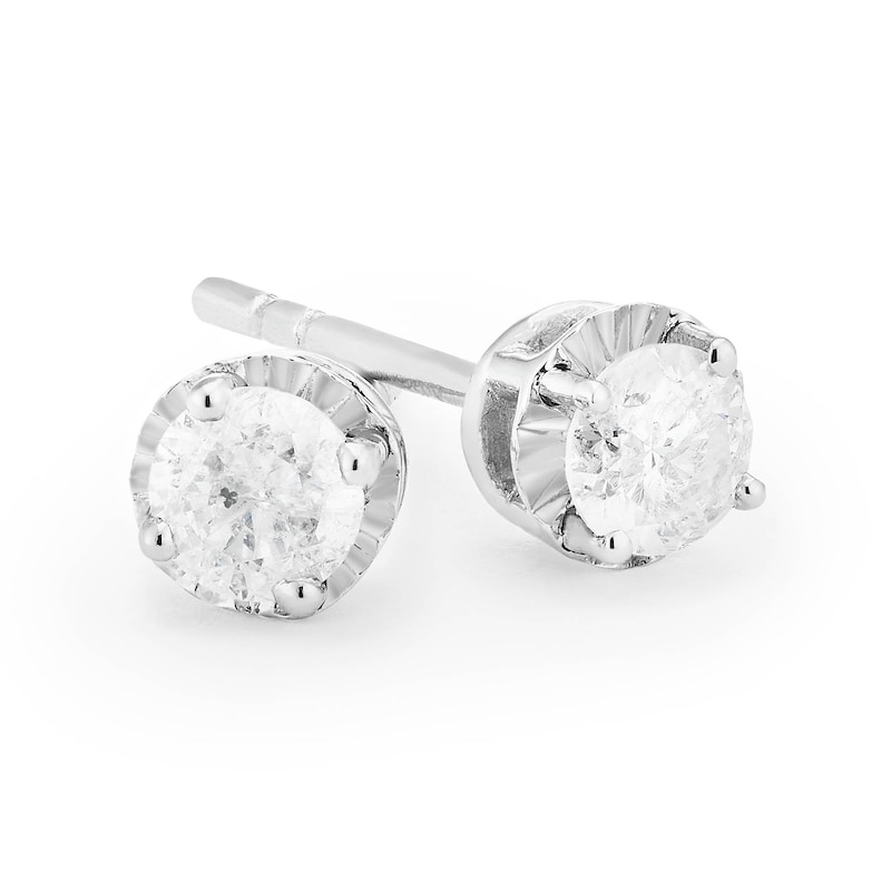 Main Image 2 of 9ct White Gold 0.25ct Diamond Illusion Set Stud Earrings